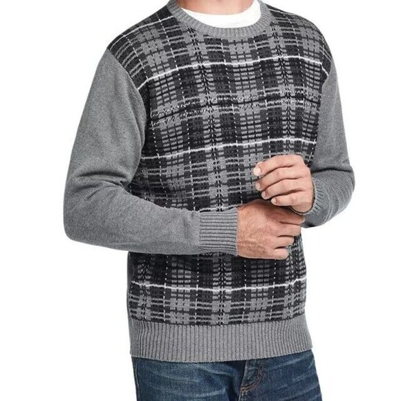 Weatherproof Vintage Men's Plaid Sweater Gray Size Medium - Picture 3 of 7